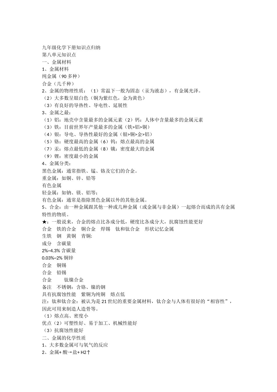 九年级化学下册知识点归纳 (1).docx_第1页