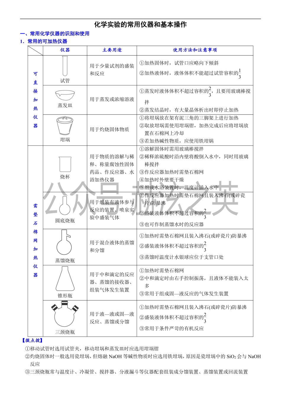 知识清单——化学实验知识归纳(必背知识).pdf_第1页