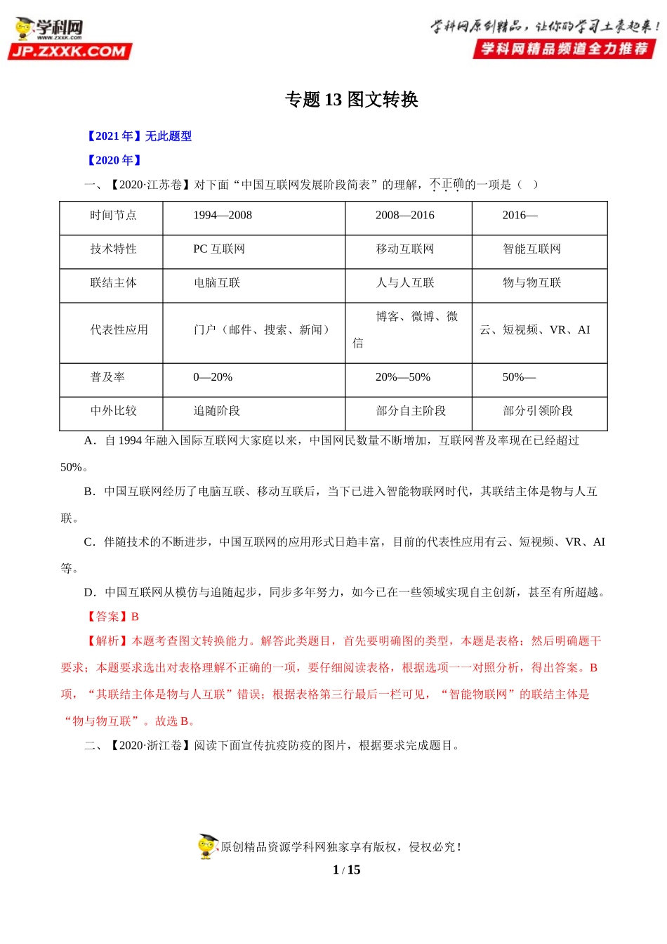 专题13  图文转换-十年（2012-2021）高考语文真题分项汇编（全国通用）    解析版.doc_第1页