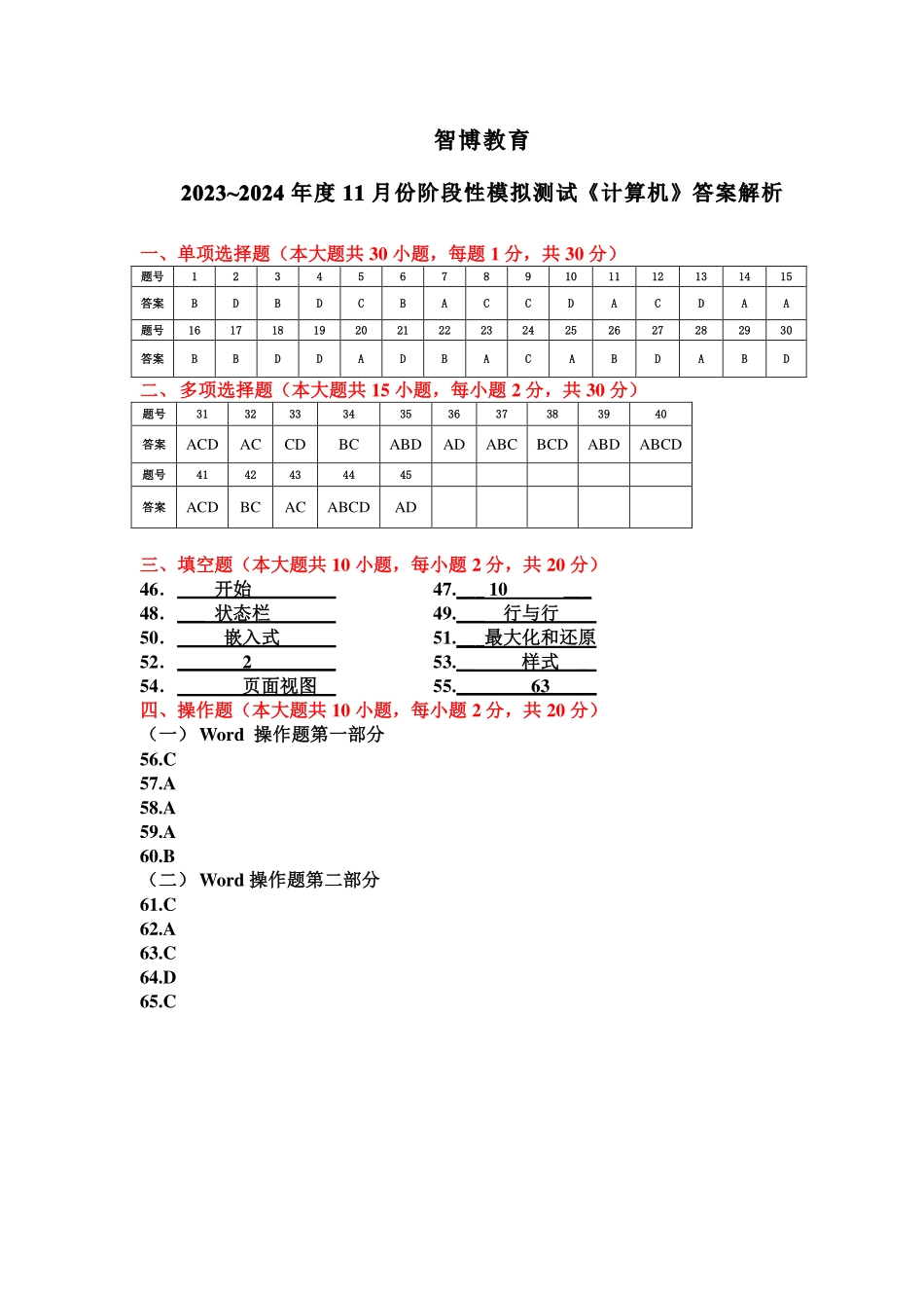 24年智博11月长三期测试题计算机答案.pdf_第1页