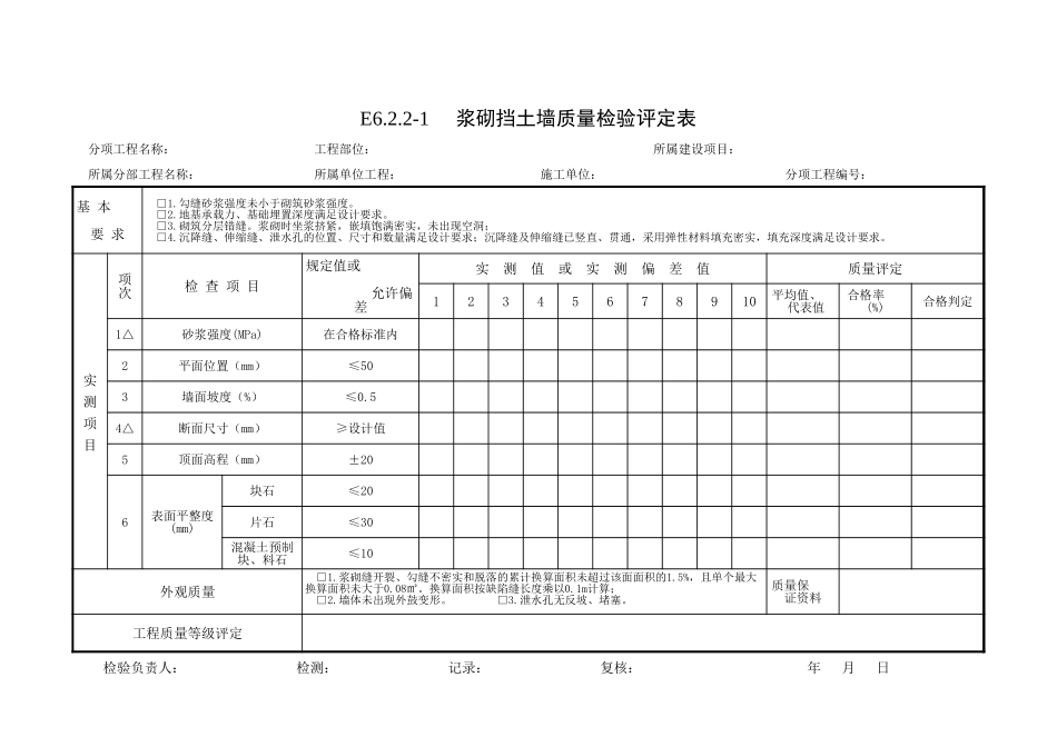 06 防护支挡工程质量检验评定表.xls_第2页