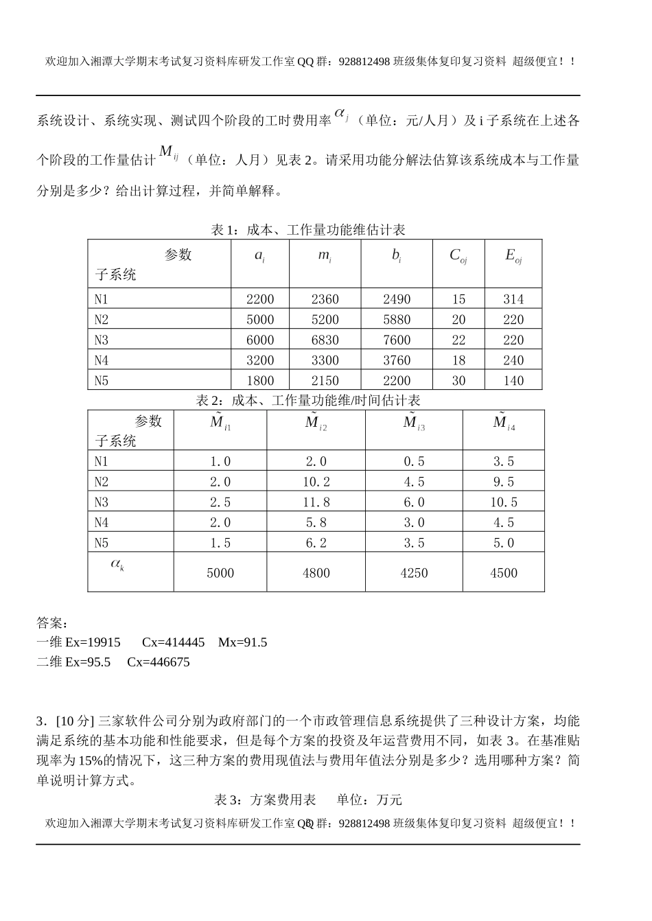软件工程经济学A卷   欢迎加入湘潭大学期末考试复习资料库研发工作室.docx_第3页