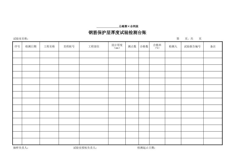 钢筋保护层厚度试验检测台帐.xls_第1页