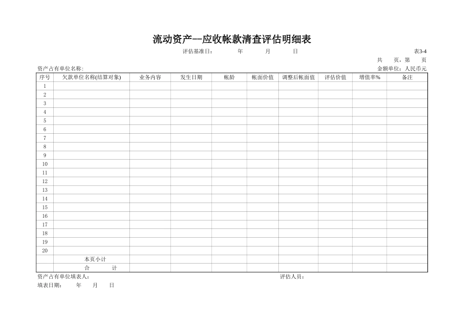 3-4应收账款清查评估明细表.xls_第1页