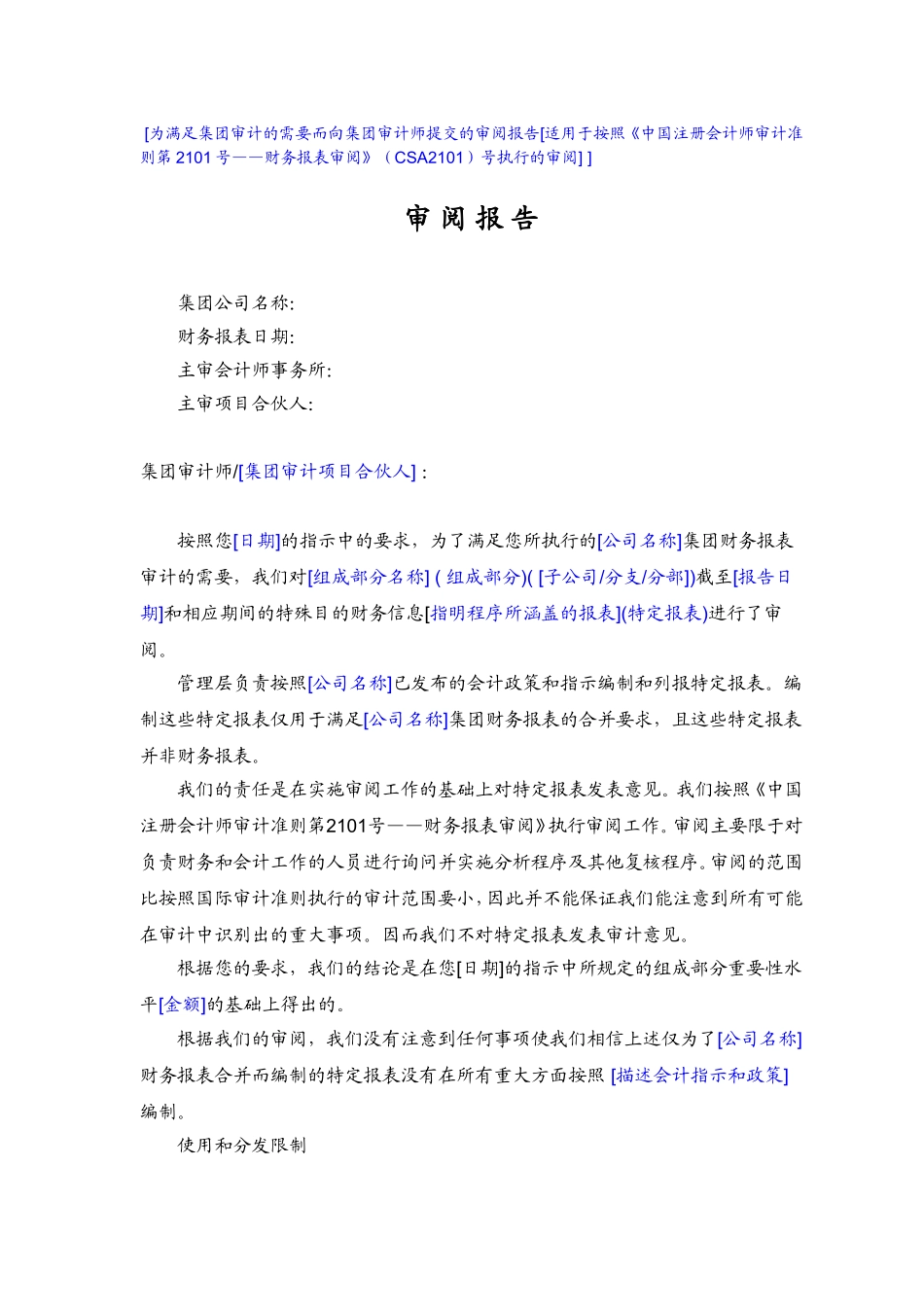 4.向集团审计师提交的审阅报告.doc_第2页
