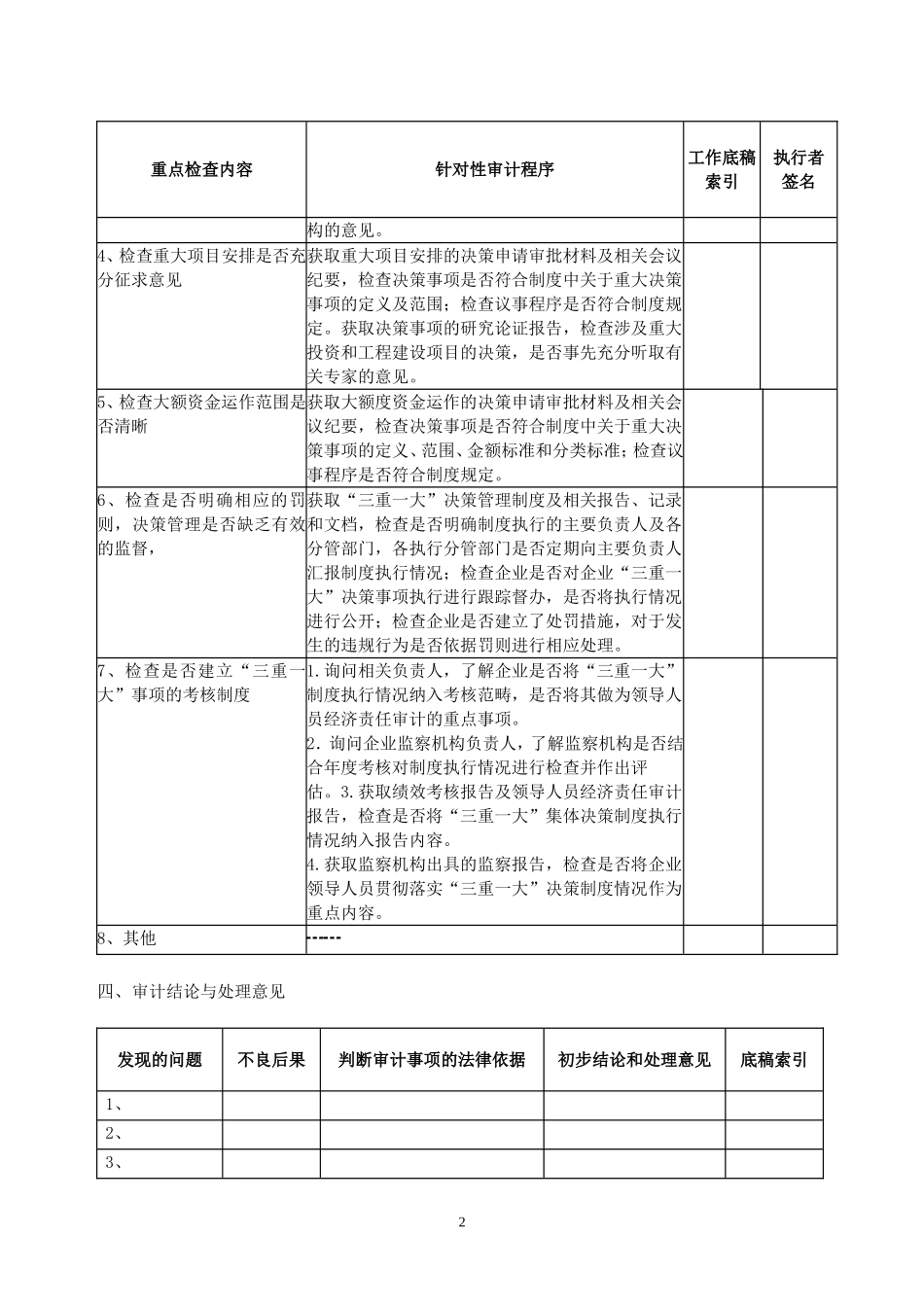 7专门事项审计程序--三重一大审计程序.doc_第2页