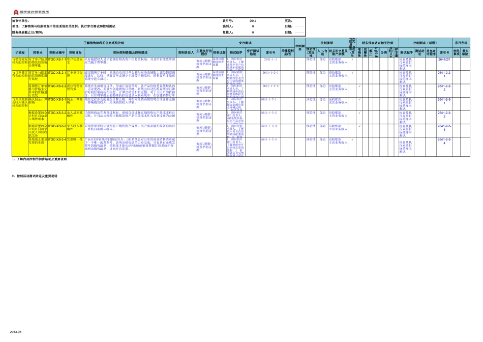 2641了解销售与收款中信息系统控制、执行穿行测试和控制测试.xlsx_第2页
