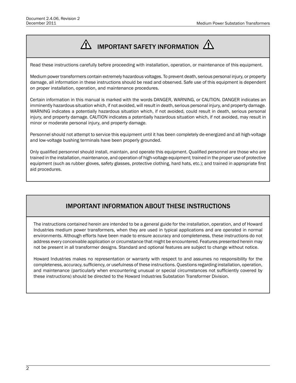 （美国）Medium-Power-Substation-Transformer-Instruction-Manual 中压变电所安装操作手册.pdf_第2页