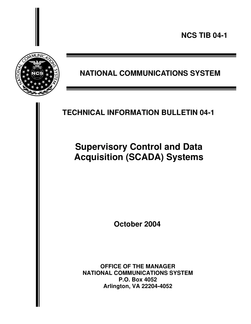 （美国）NCS Supervisory-Control-and-Data-Acquisition-SCADA-Systems 2004.pdf_第1页