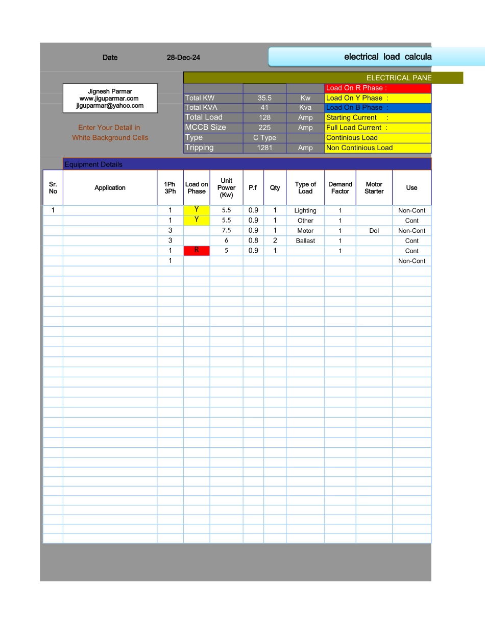 Electrical Load Calculation..xls_第1页