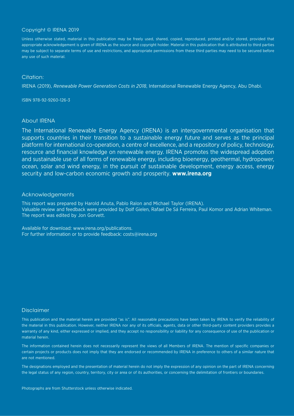 Renewable Power Generation Costs in 2018《IRENA：可再生电力发电成本2018》.pdf_第2页