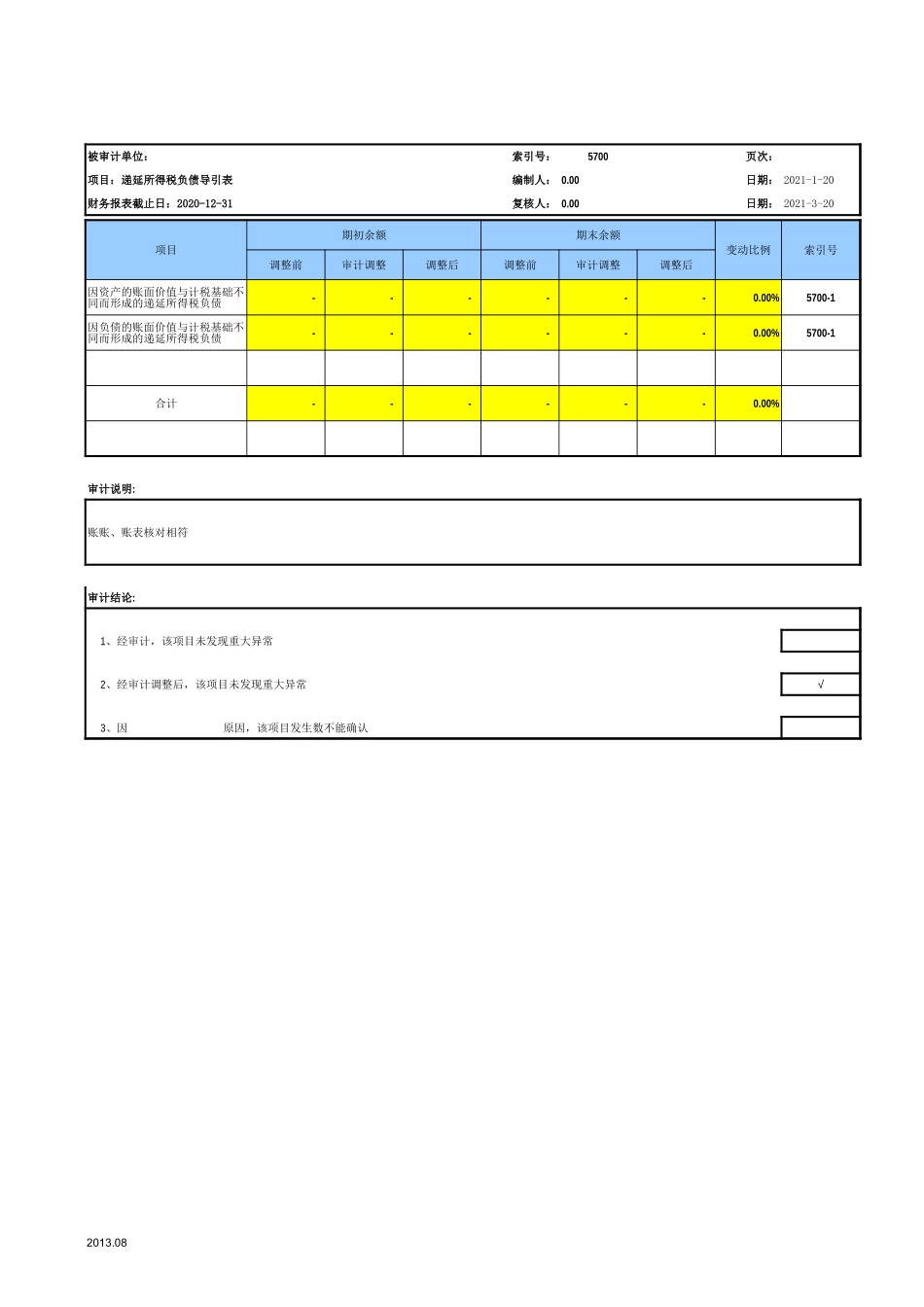 5700递延所得税负债-2020-XX公司.xls_第2页