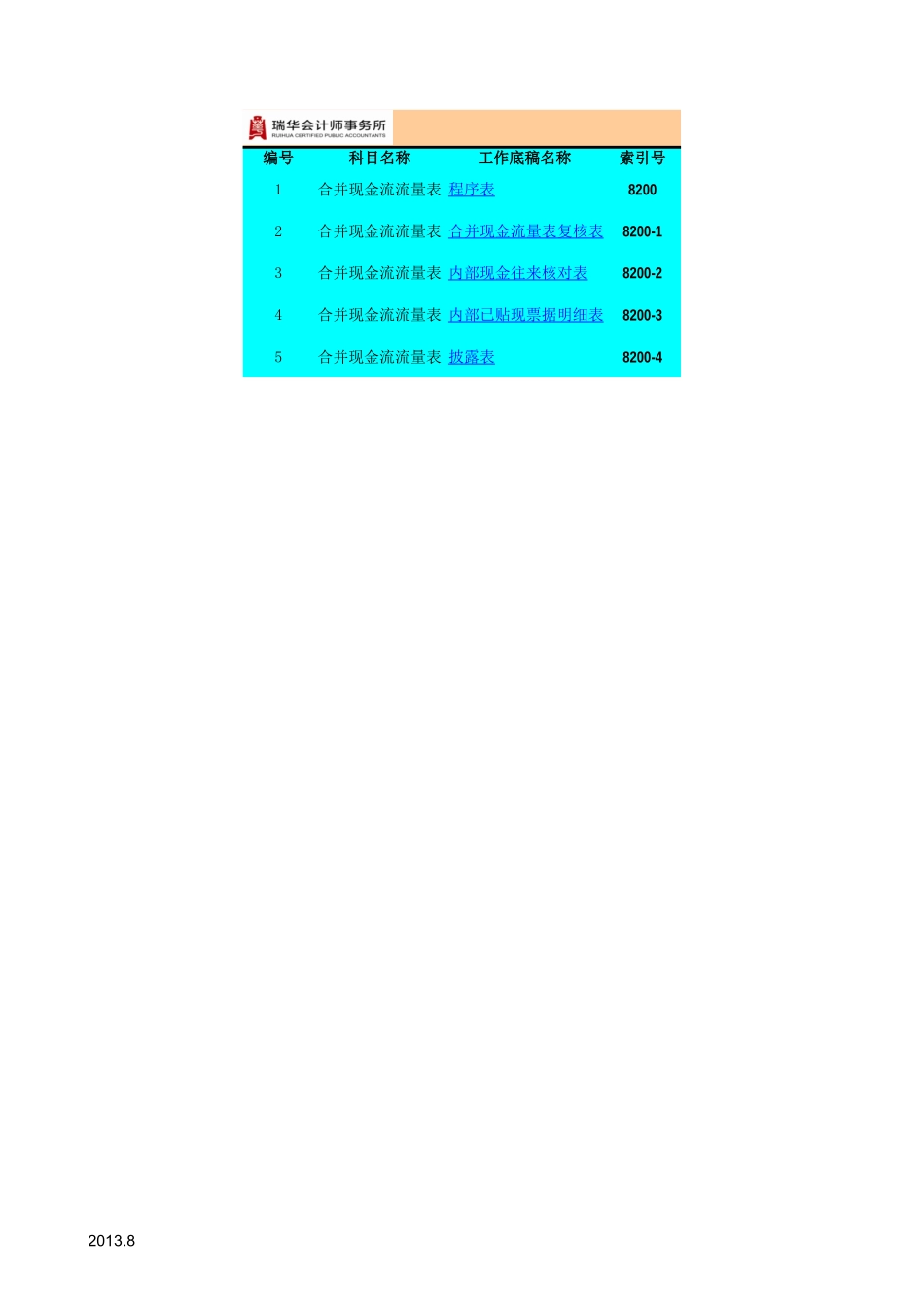 8200合并现金流量表工作底稿.xls_第1页