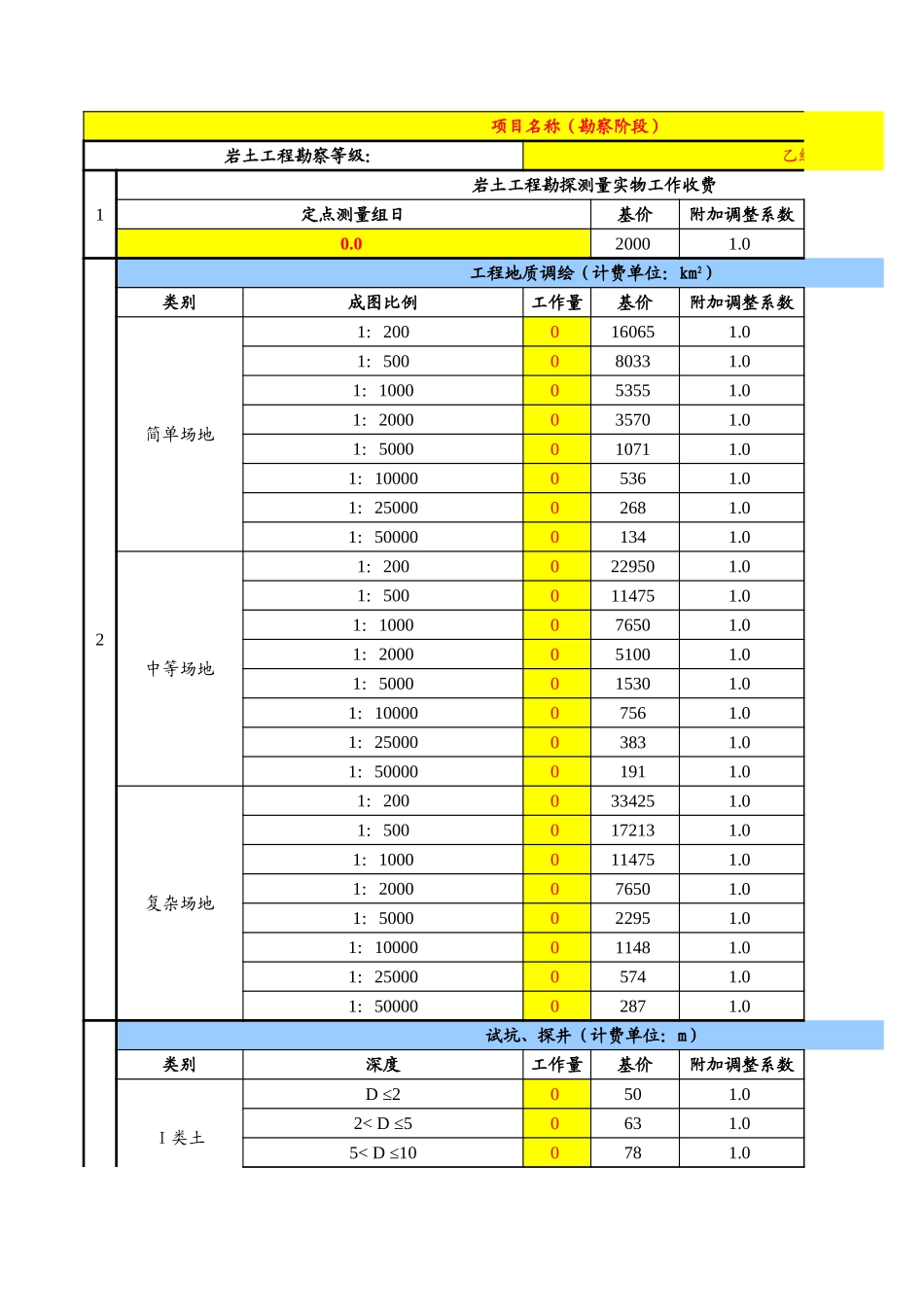 地质勘察费用计算模板.xls_第1页