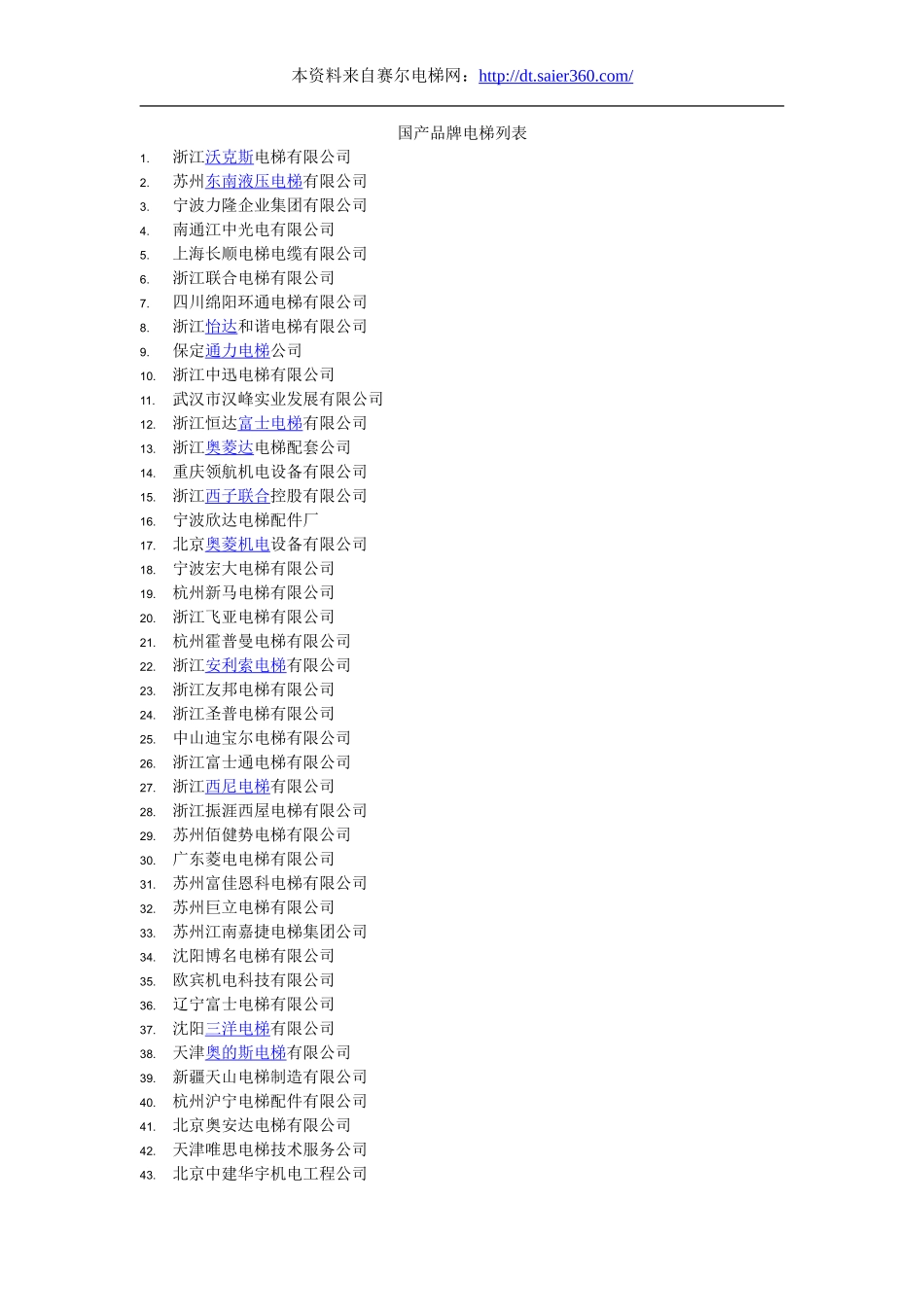 84家国产品牌电梯列表.doc_第1页