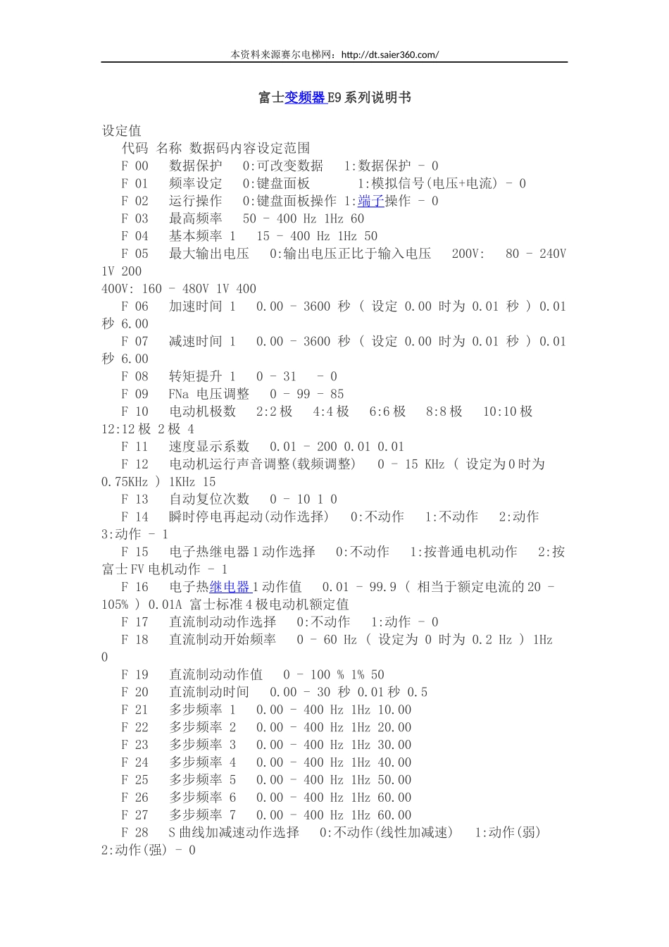 富士电梯变频器E9系列说明书.docx_第1页