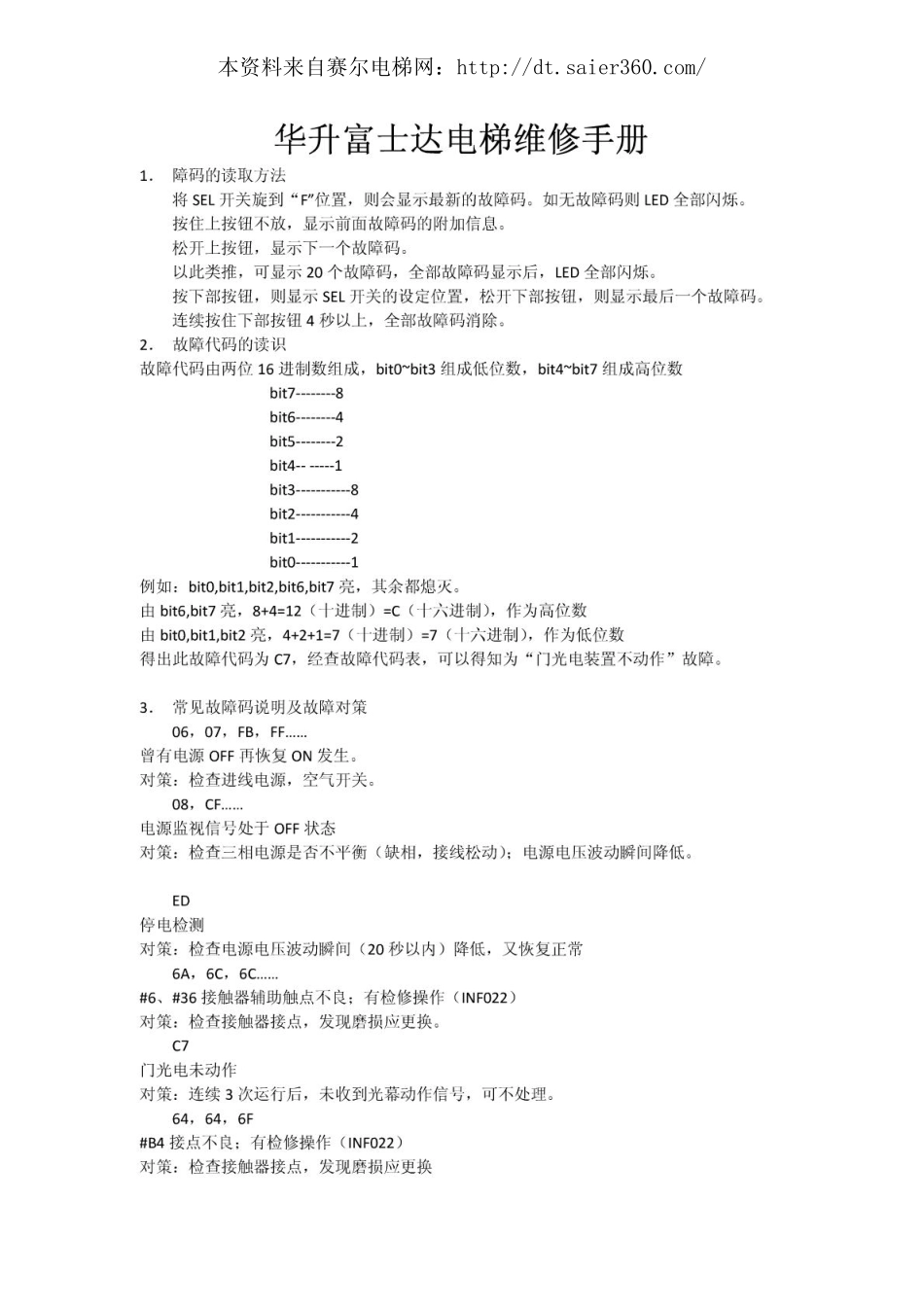 华升富士达电梯维修故障码.pdf_第1页