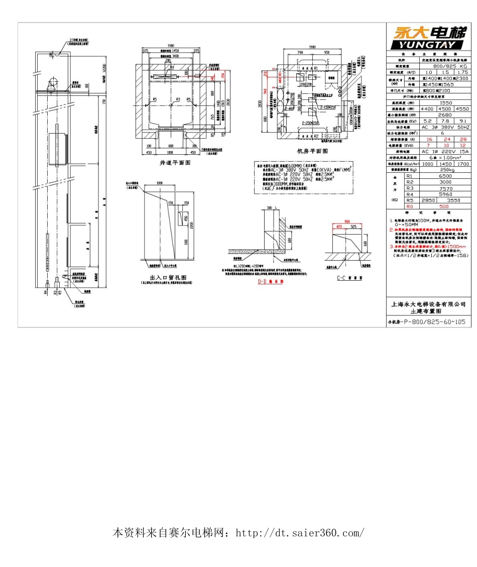 永大电梯小机房800KG标准图.pdf_第1页