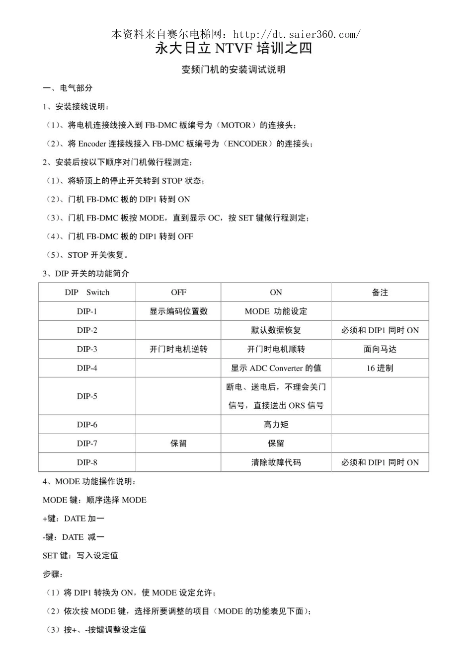 永大日立电梯变频门机的安装调试说明.pdf_第1页