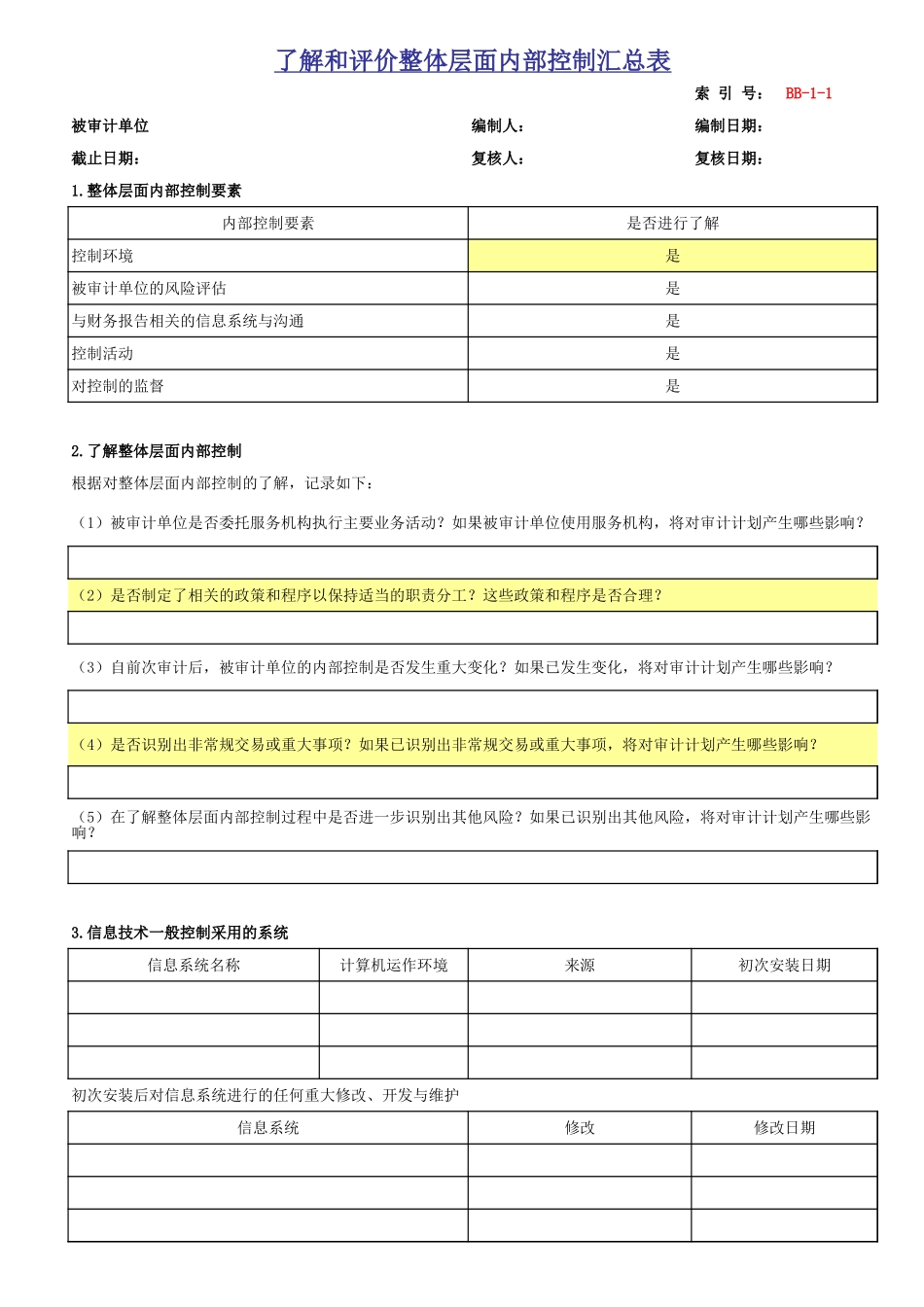 BB(1) 了解被审计单位整体层面内部控制.xls_第2页