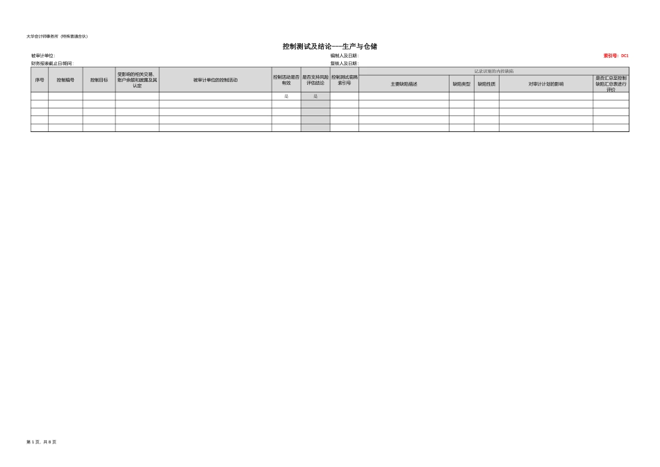 DC 控制测试 - 生产与仓储循环 【财会审计干货资料库整理分享】.xlsx_第2页