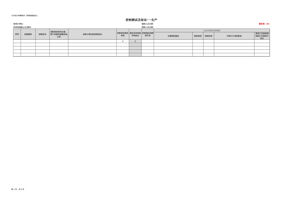 DH 控制测试 - 生产循环 【财会审计干货资料库整理分享】.xlsx_第2页