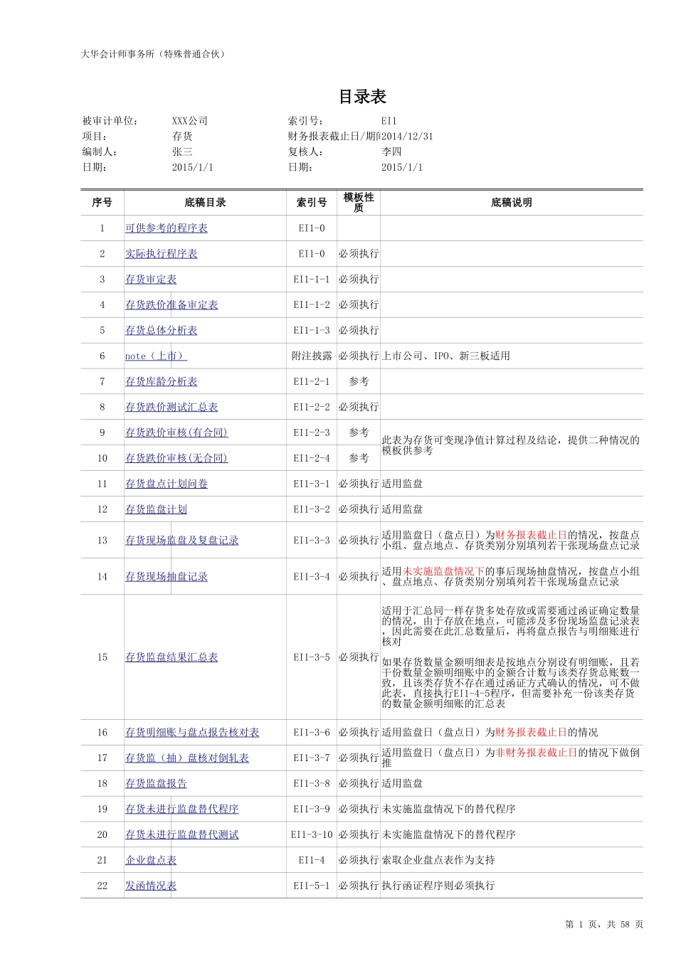 EI1-存货审定、跌价准备、监盘、关联交易检查.xlsx_第1页