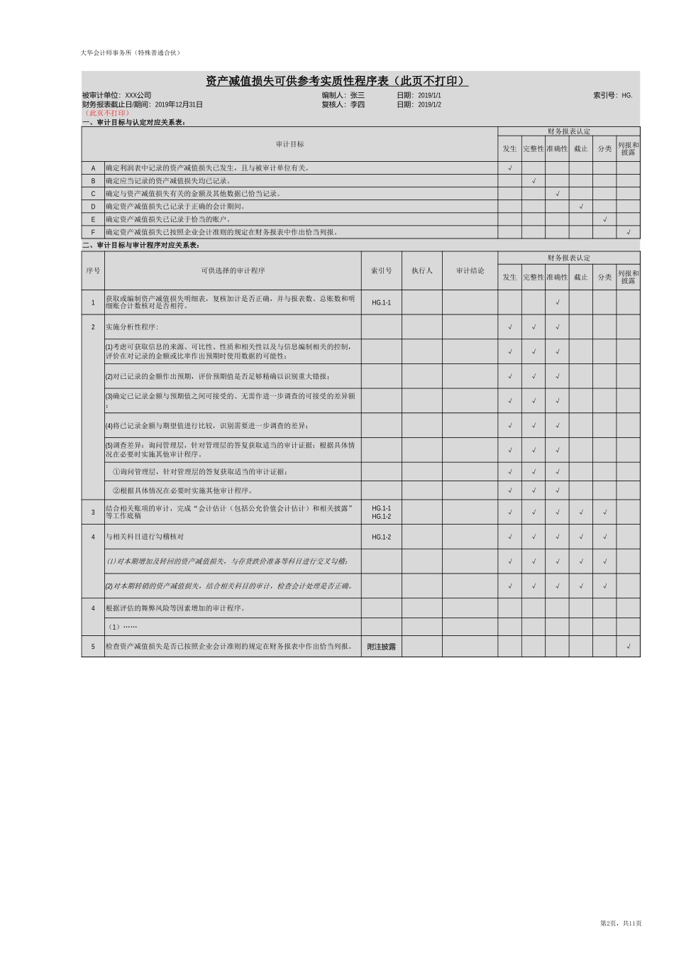 HG 资产减值损失（旧准则-国企）【财会审计干货资料库整理分享】.xlsx_第2页