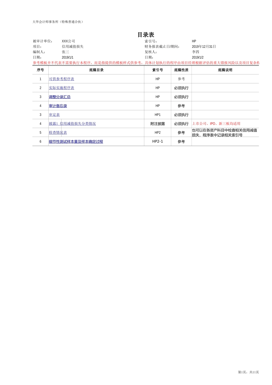 HP 信用减值损失（新准则-上市）【财会审计干货资料库整理分享】.xlsx_第1页