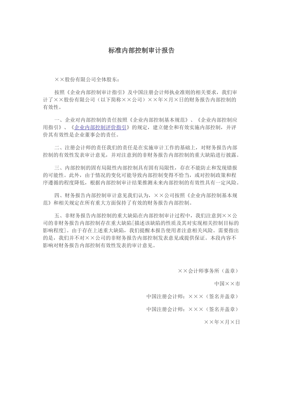 标准内部控制审计报告.docx_第1页