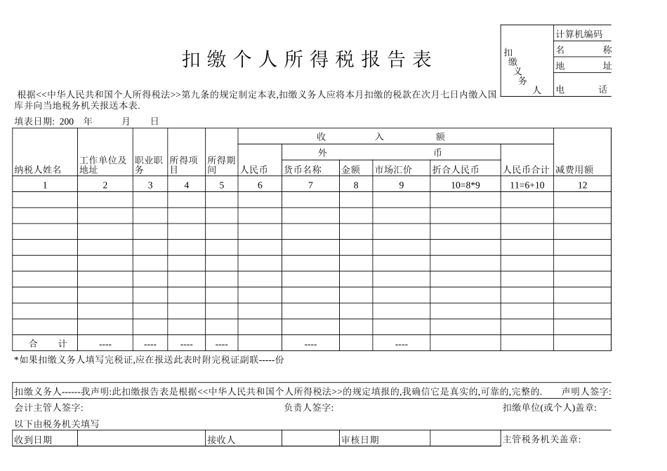个人所得税扣缴报告表.xls_第3页