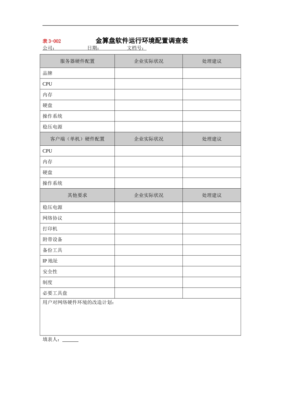 金算盘软件运行环境配置调查表.doc_第1页