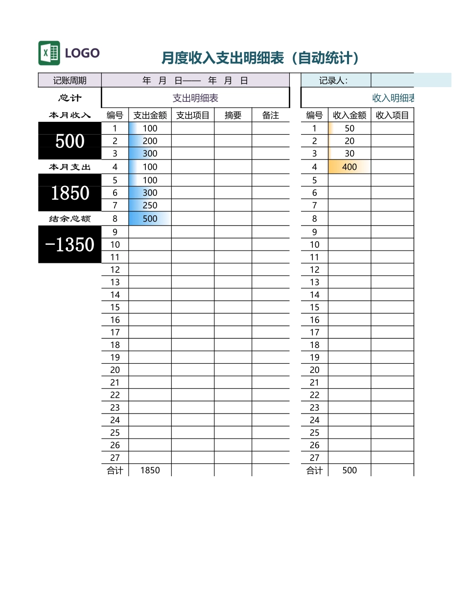 年度财务收入支出汇总表（自动汇总）.xlsx_第3页