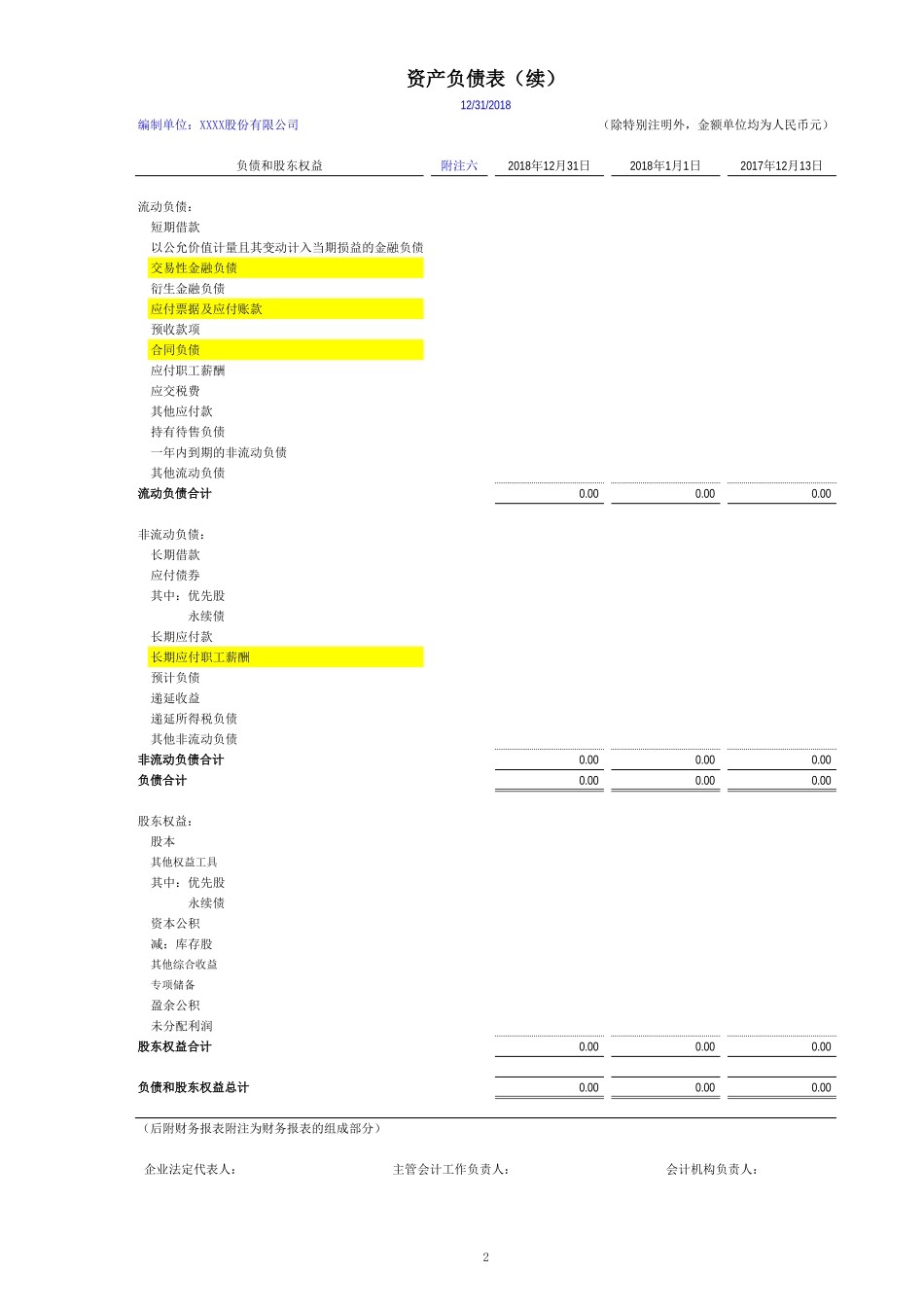 上市等公众公司单户财务报表-（执行新准则20190215）.xls_第2页