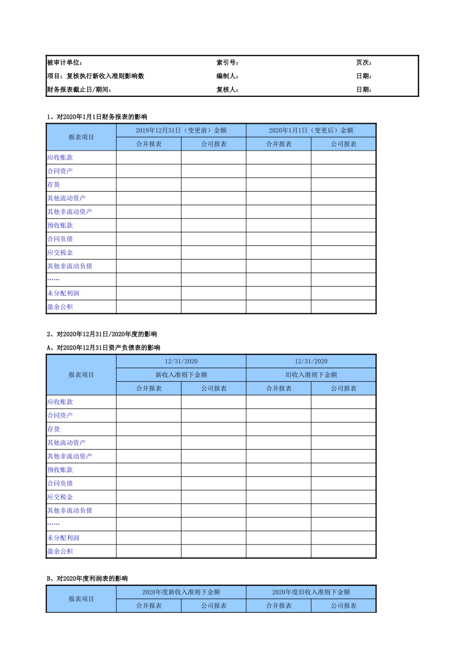 首次执行新收入准则会计政策变更复核（参考示例）.xlsx_第2页