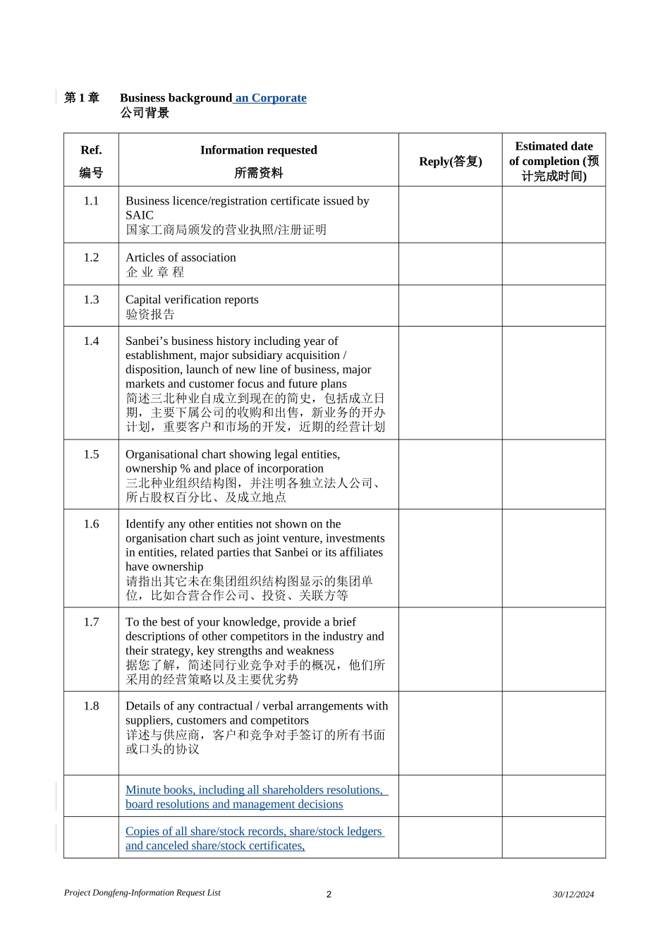 通用尽职调查 毕马威 尽职调查题纲.doc_第2页