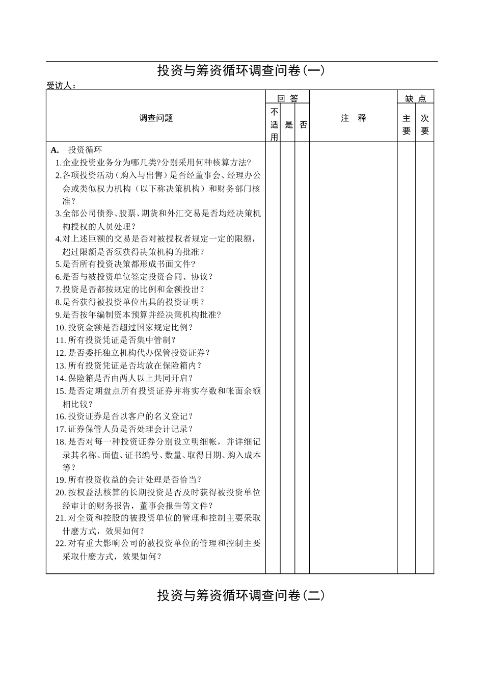 投资与融资循环问卷.doc_第1页
