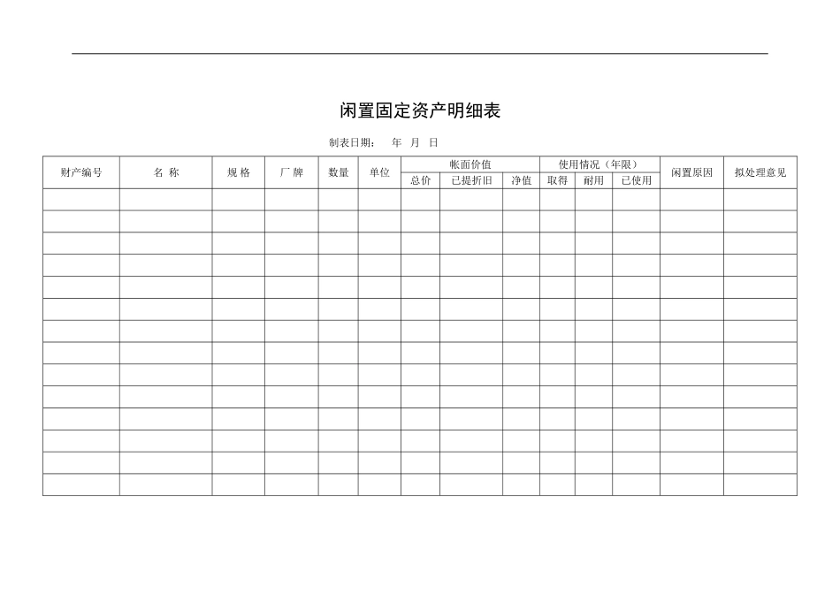 闲置固定资产明细表.doc_第1页