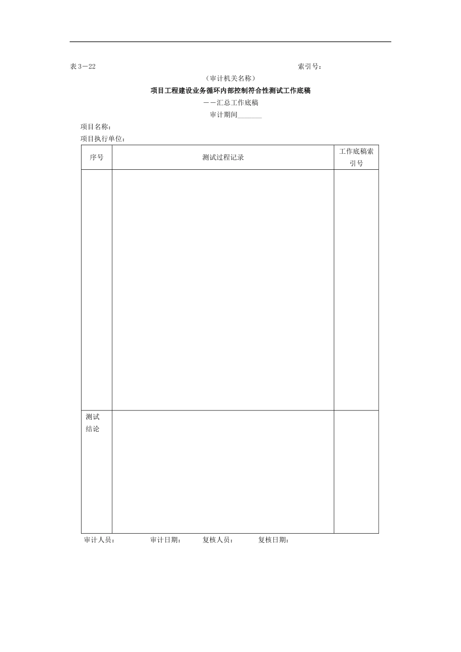 项目工程-3项目工程建设业务循环符合性测试工作底稿.doc_第1页