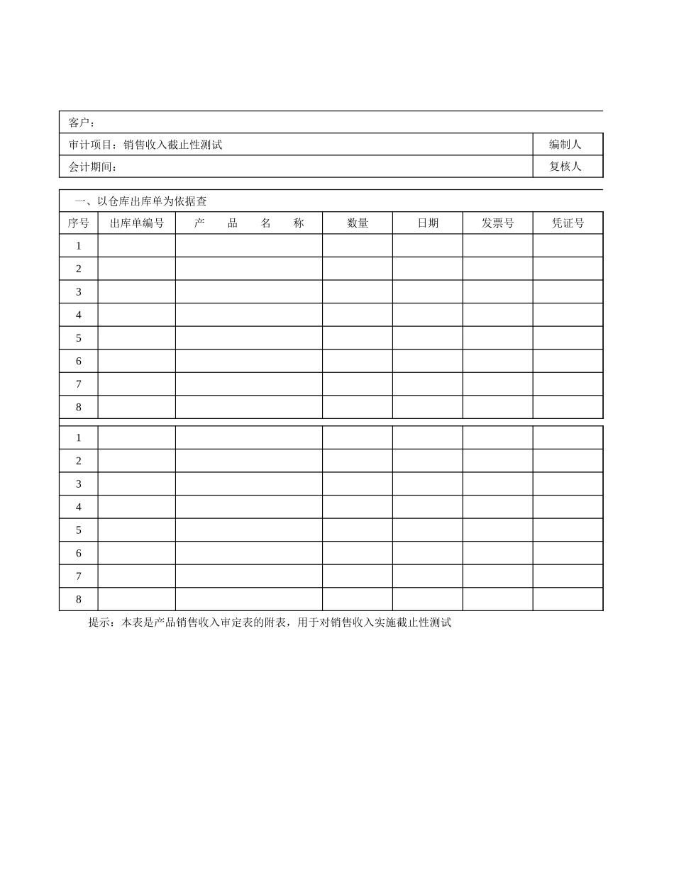 销售收入截止性测试1.xls_第1页