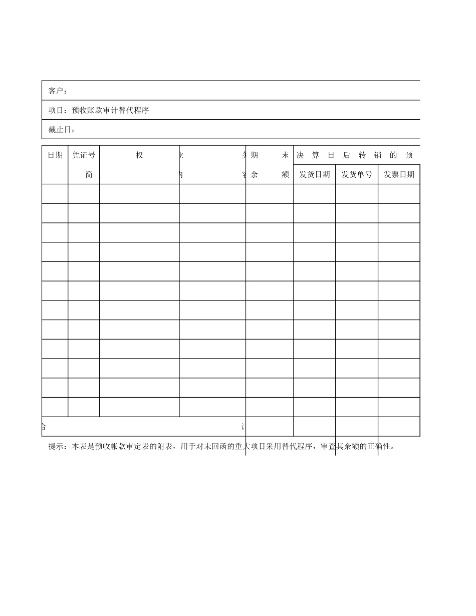 预收帐款审计替代程序.xls_第1页