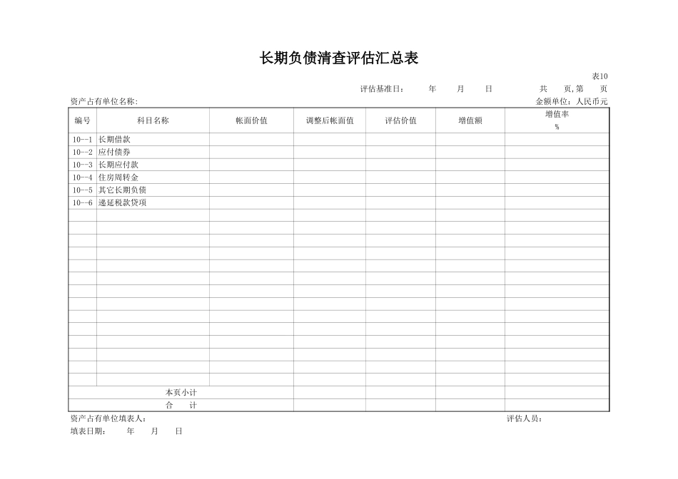 长期负债清查评估汇总表.xls_第1页