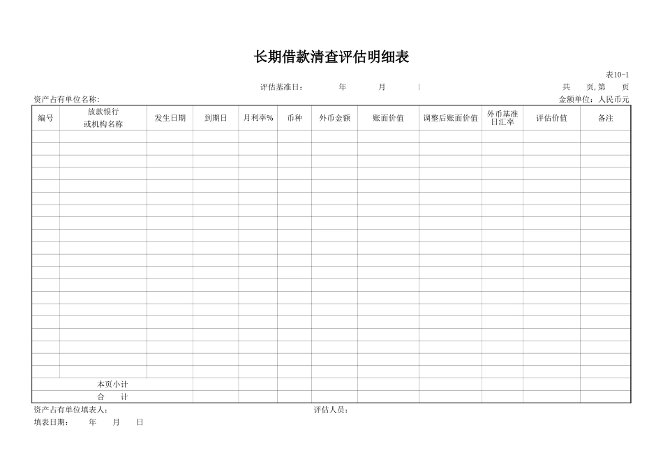 长期借款清查评估明细表.xls_第1页