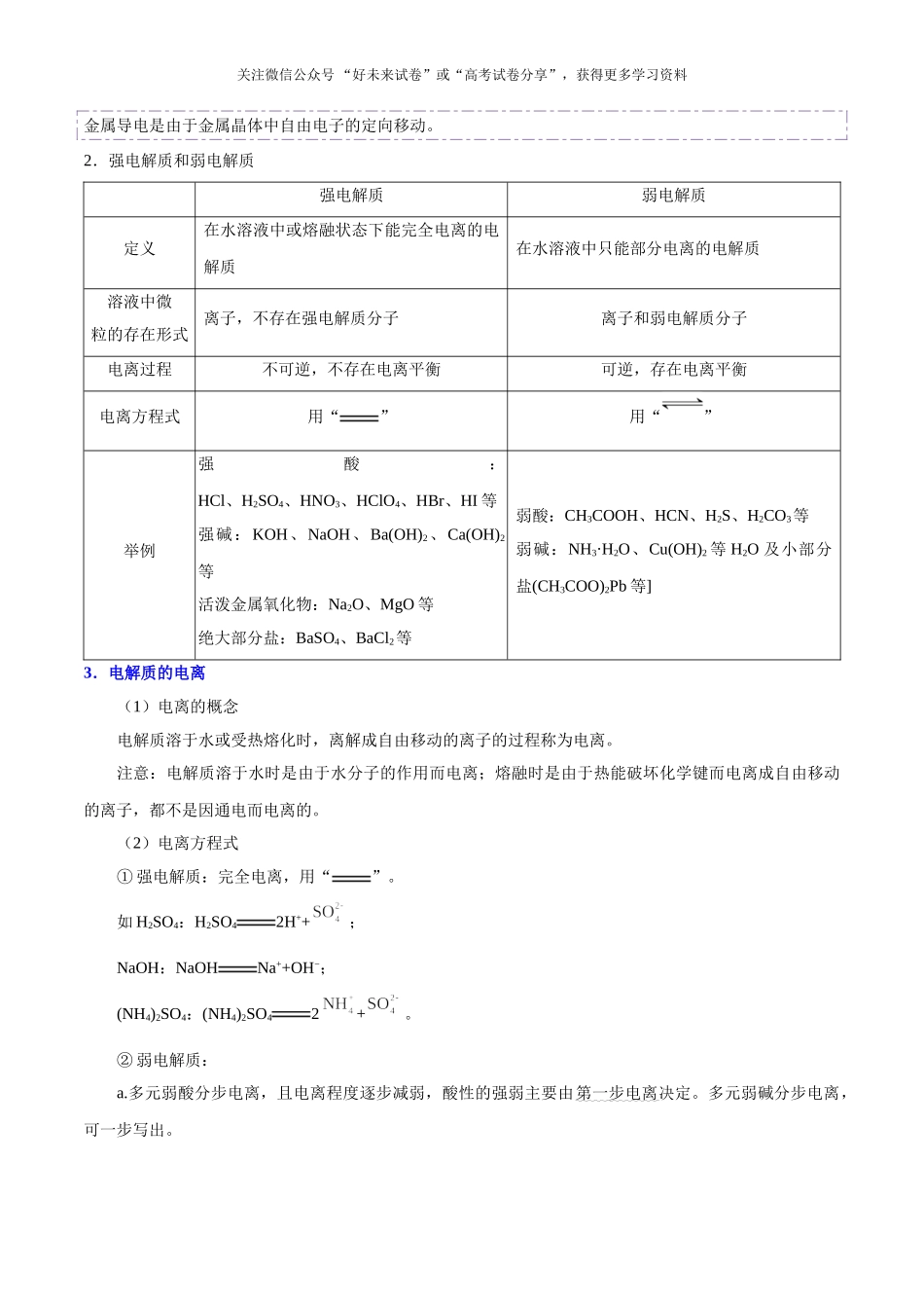 2025版·《考点一遍过》高考化学_考点09 电解质及电离方程式.doc_第2页