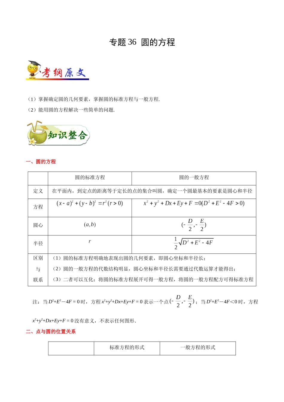 2025版·《考点一遍过》高考理数_考点36 圆的方程.docx_第1页