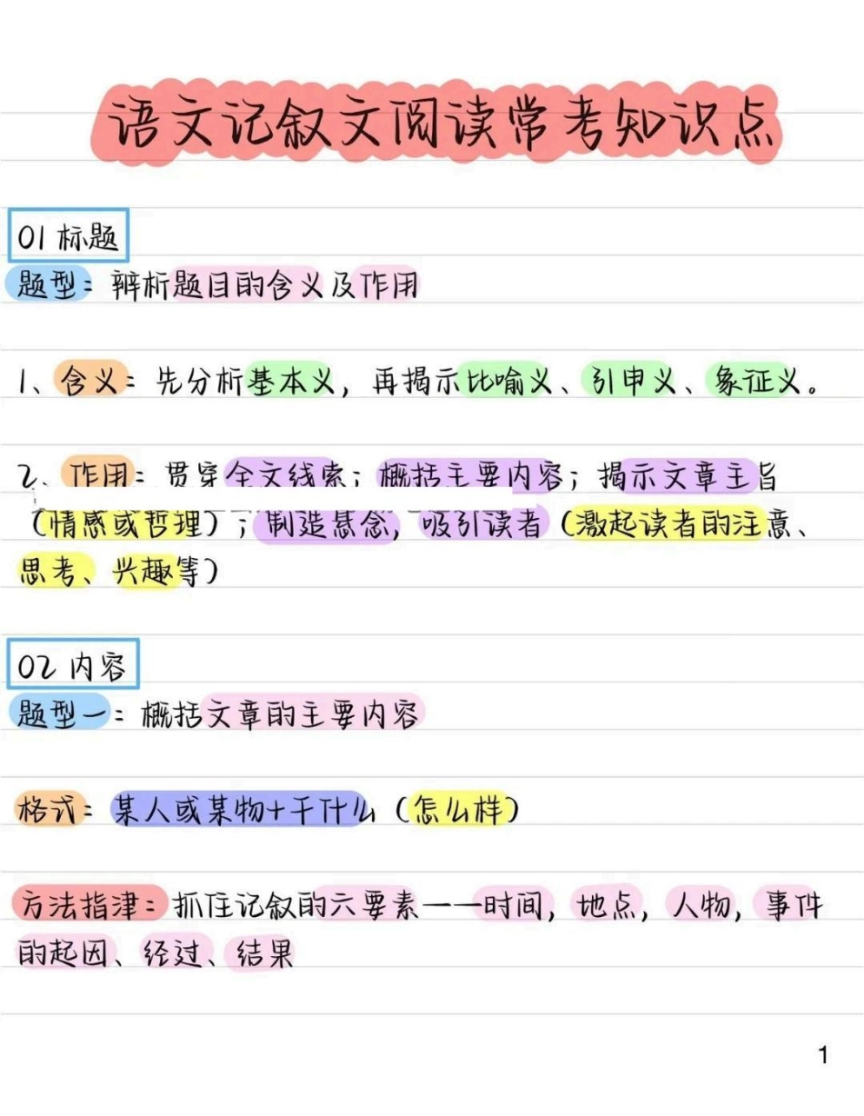 【初中语文】记叙文阅读常考知识点.pdf_第1页