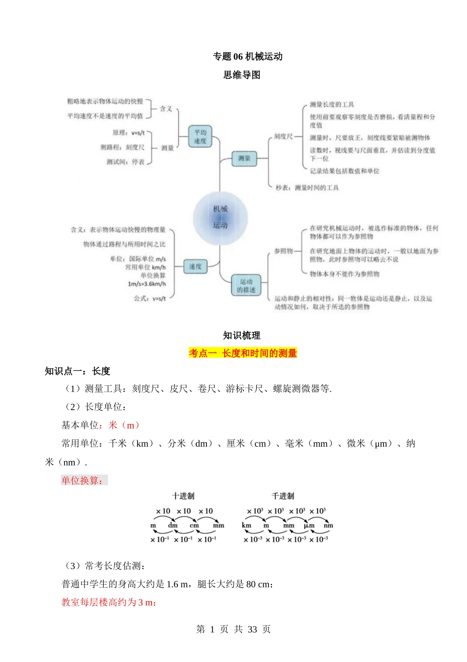 专题06 机械运动-【25年中考物理】一轮复习.docx_第1页