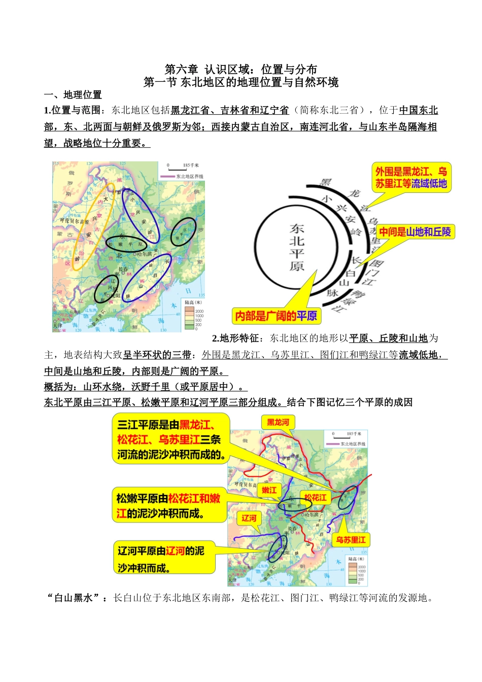 【八年级下册地理湘教版】第六章 认识区域：位置与分布 知识点背诵（湘教版 ）.doc_第1页