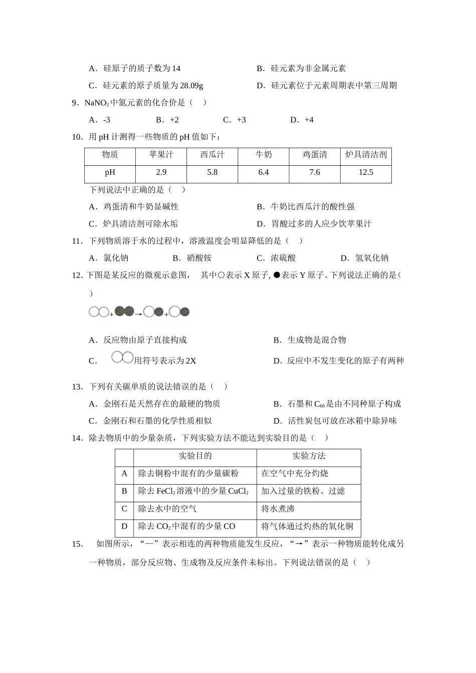 2018年湖北省宜昌市中考化学试题（word版，含答案）.doc_第2页
