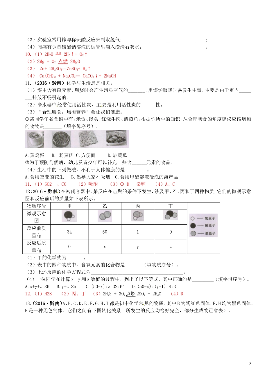 贵州省黔南州2016年中考理综（化学部分）真题试题（含答案）.DOC_第2页
